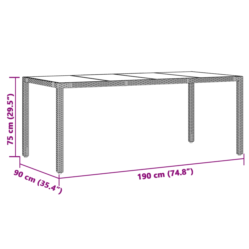 Set da Pranzo da Giardino 7 pz con Cuscini in Polyrattan Grigio