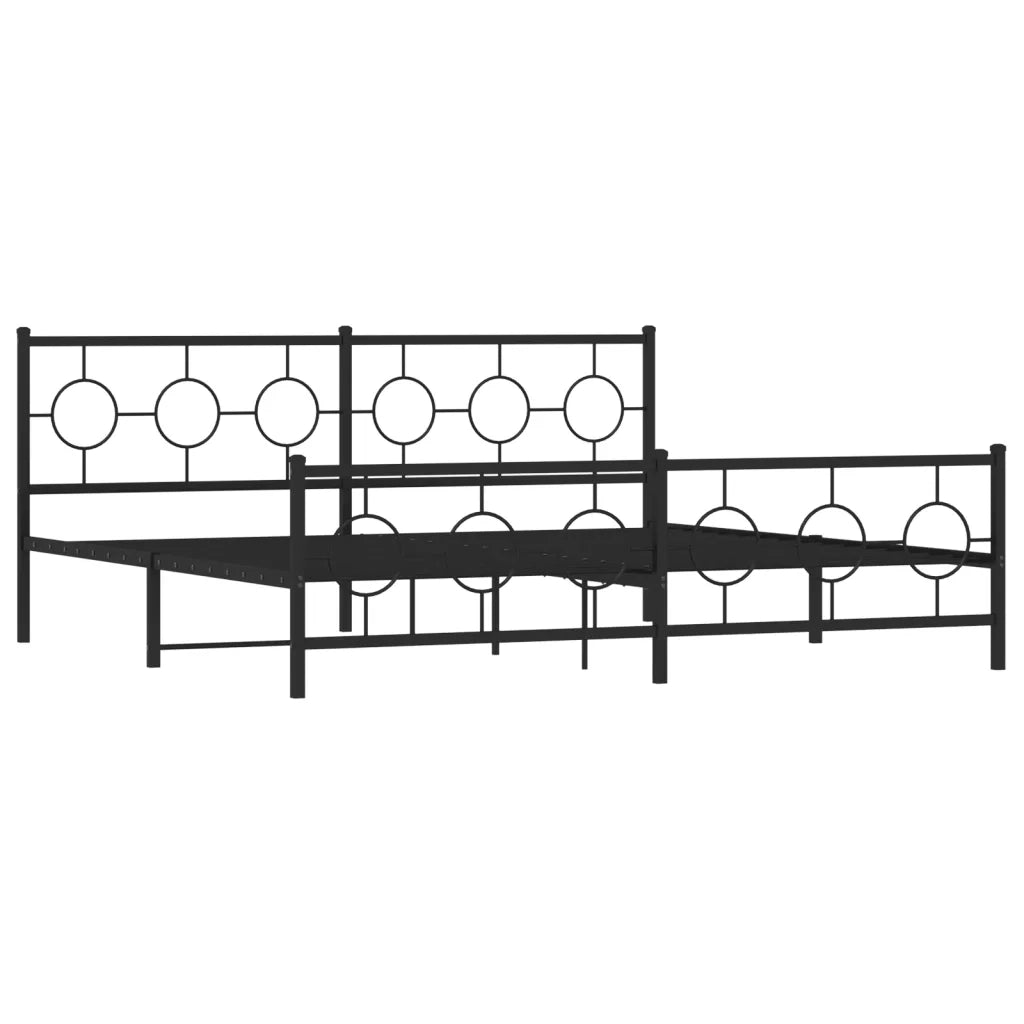 Giroletto con Testiera e Pediera-Struttura Letto Metallo Nero 193x203 cm 576697