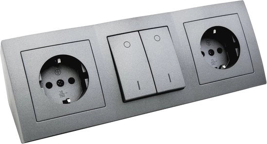 Stopconnettore in muratura con interruttore - 2x prelevabile 16A - nero antracite