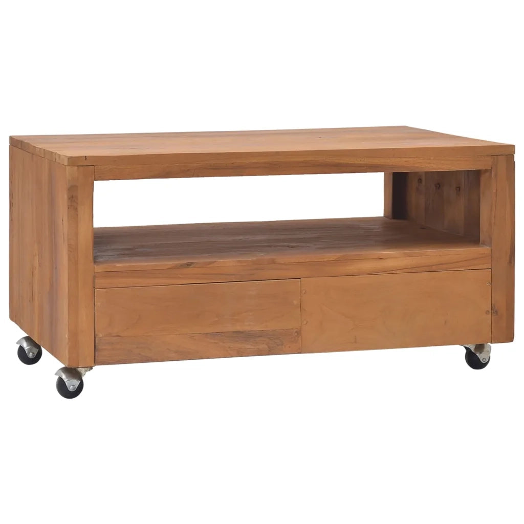 Mobile Porta TV con Ruote 80x50x42 cm in Legno Massello di Teak cod mxl 14159