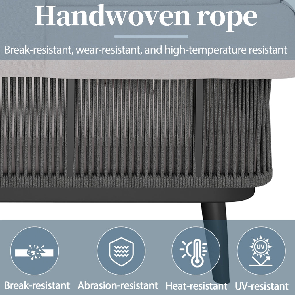 Set Sdraio da Giardino 2 Posti ¨C MINIMAL ¨C Polyrattan Grigio con Cuscini