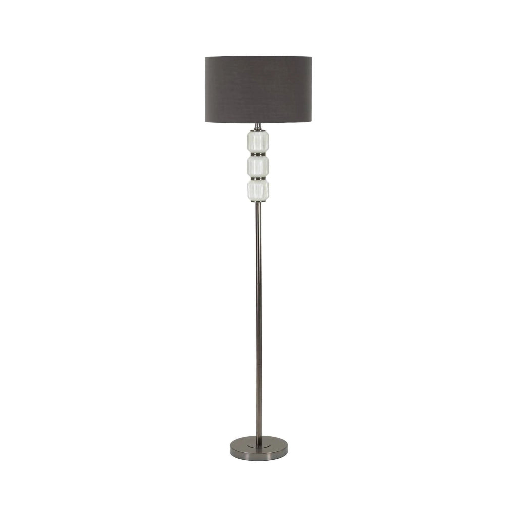 Lampada da terra Andevenno, Luce da terra, Lampada da pavimento, Lampada a stelo, 43x43 h163 cm, Bianco e Grigio