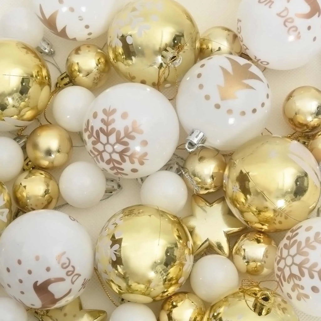 Set di Palle di Natale 40 pz Bianco e Oro Plastica CFW6458655