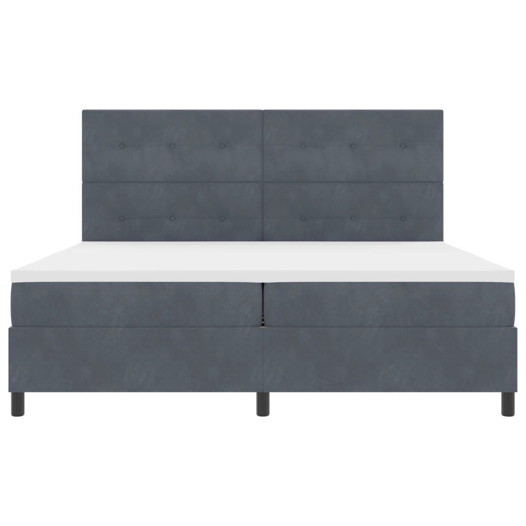 Letto Box Spring con Materasso Grigio Scuro 200x200 cm in Velluto