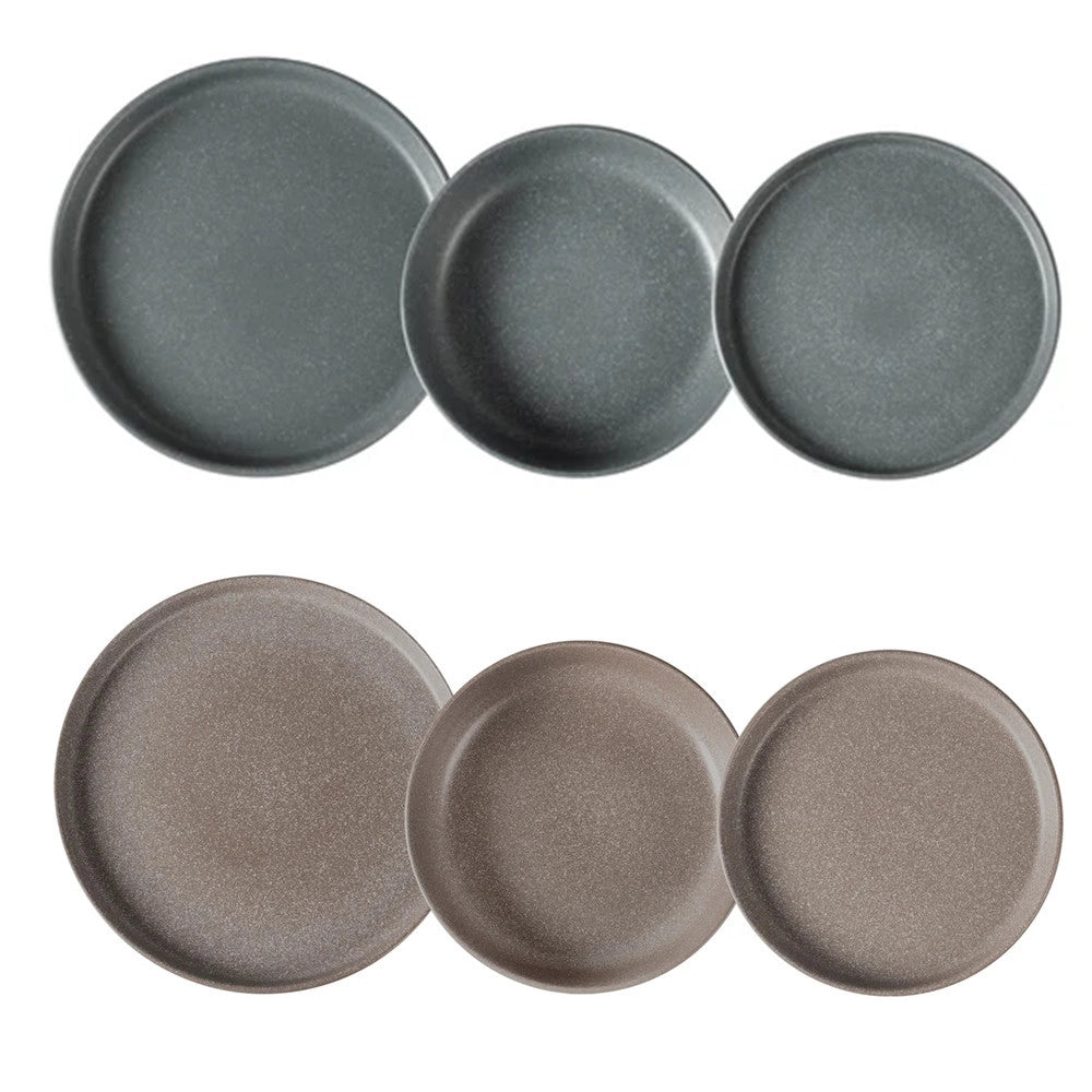 Trade Shop - Set Servizio Da Tavola Di Piatti In Stoneware 18 Pezzi Design Nordico Elegante In 2 Colori -