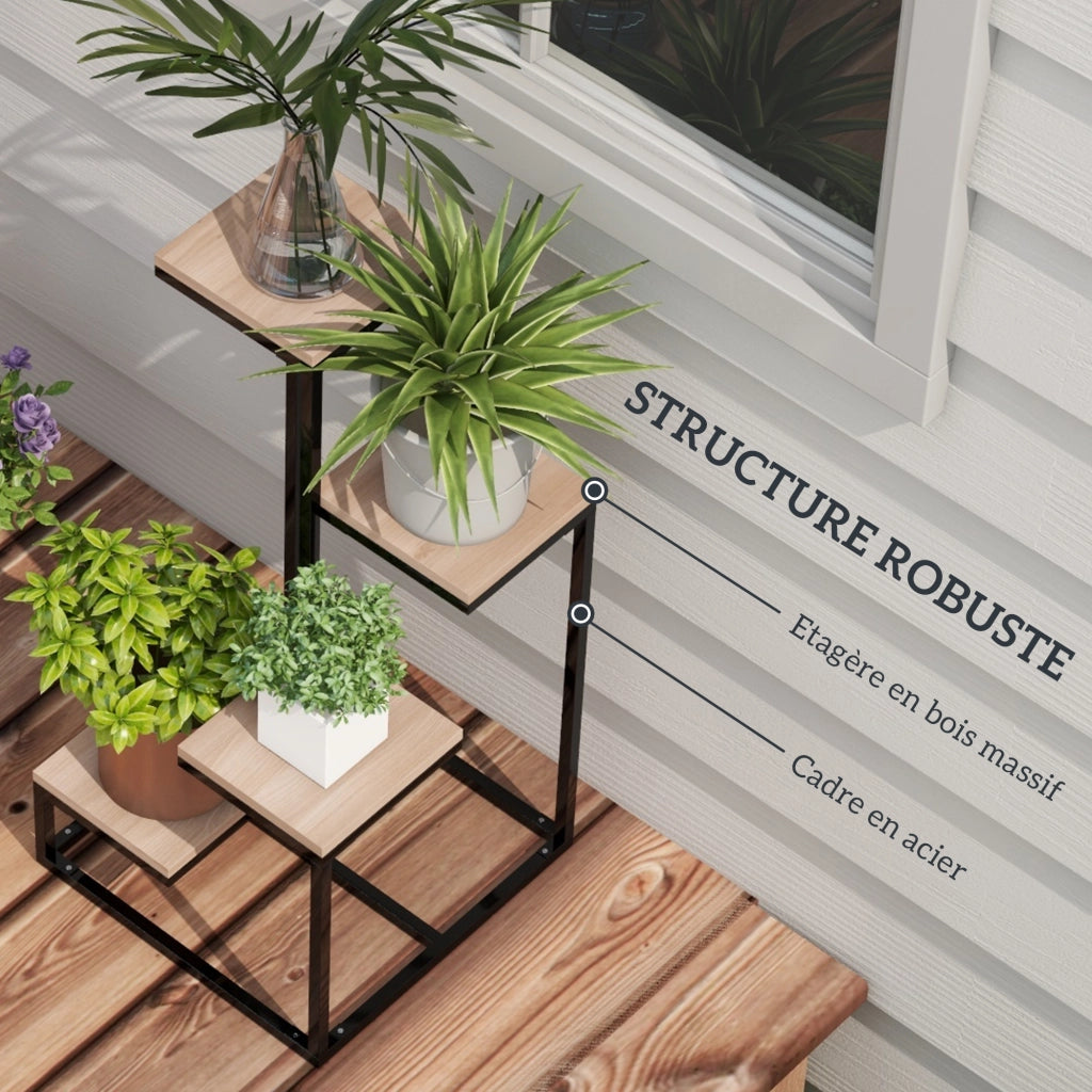 Libreria per piante scaffale in metallo e legno 4 livelli stile industriale ¨C zephmum ¨C 40x40x75.5 cm