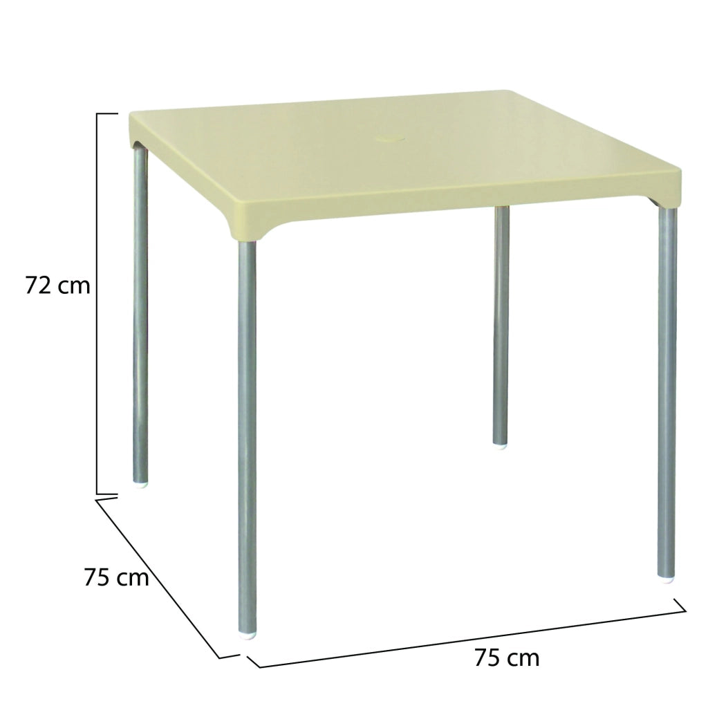 Brownstown, Tavolo da Esterno 4 Posti Made in Italy, 75x75x72h cm Beige
