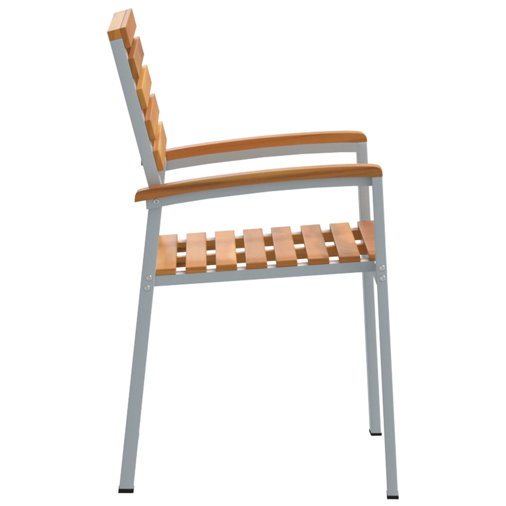 Sedie da Giardino 2 pz Grigio in Legno Massello Acacia e Acciaio