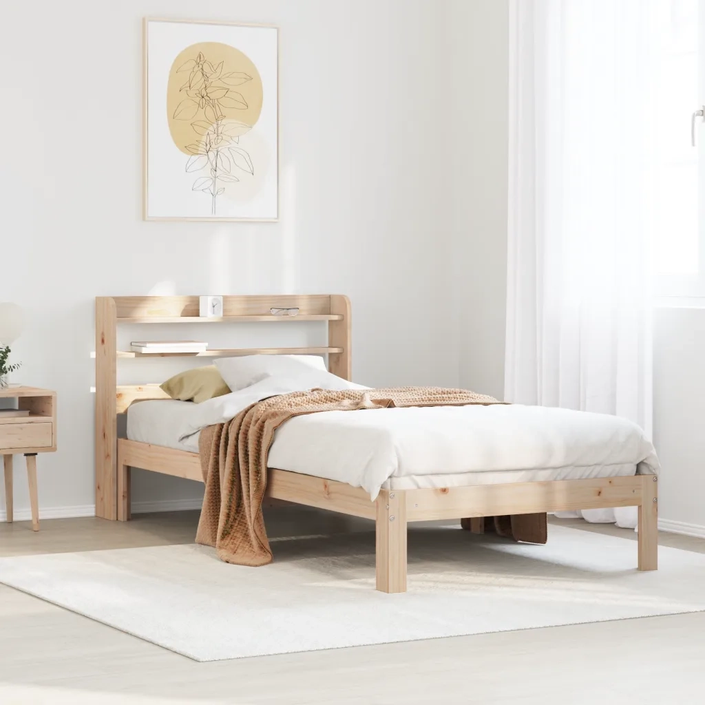 Giroletto con Testiera 90x190 cm in Legno Massello di Pino 3306774