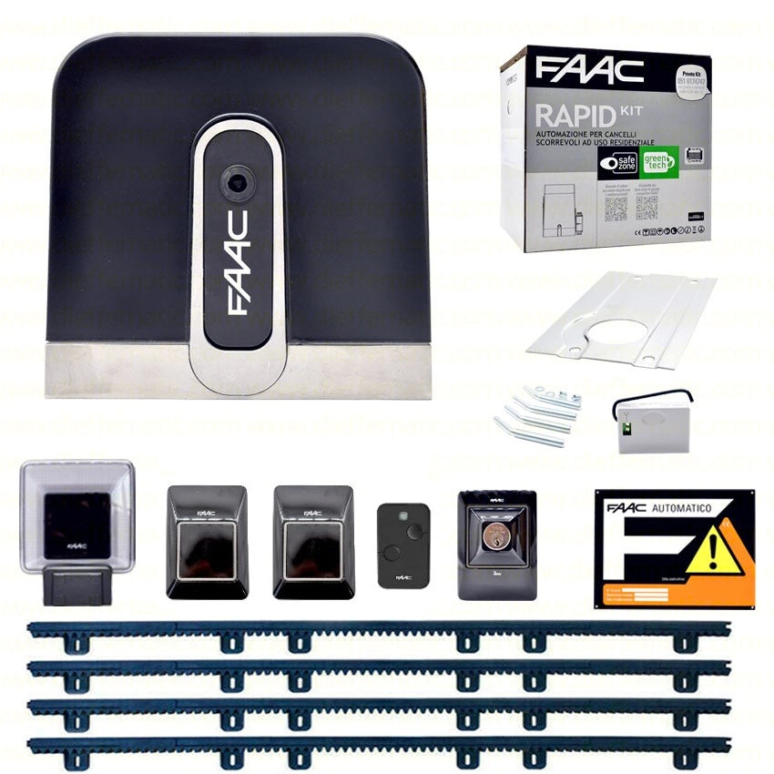 FAAC RAPID C720 KIT 4MT CREMAGLIERA NYLON AUTOMAZIONE CANCELLO SCORREVOLE 400KG