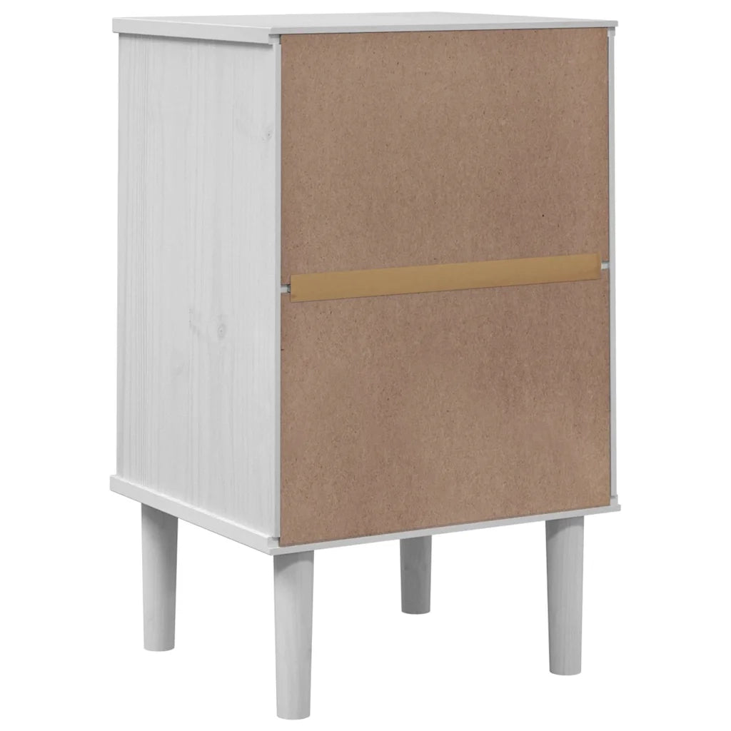 Comodino SENJA Aspetto Rattan Bianco 40x35x65 cm in Legno Pino 358014