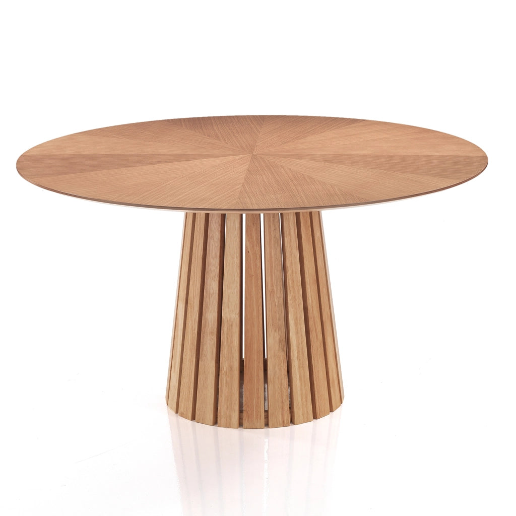 Tavolo rotondo MALTA WOOD in MDF rovere e gambe nere