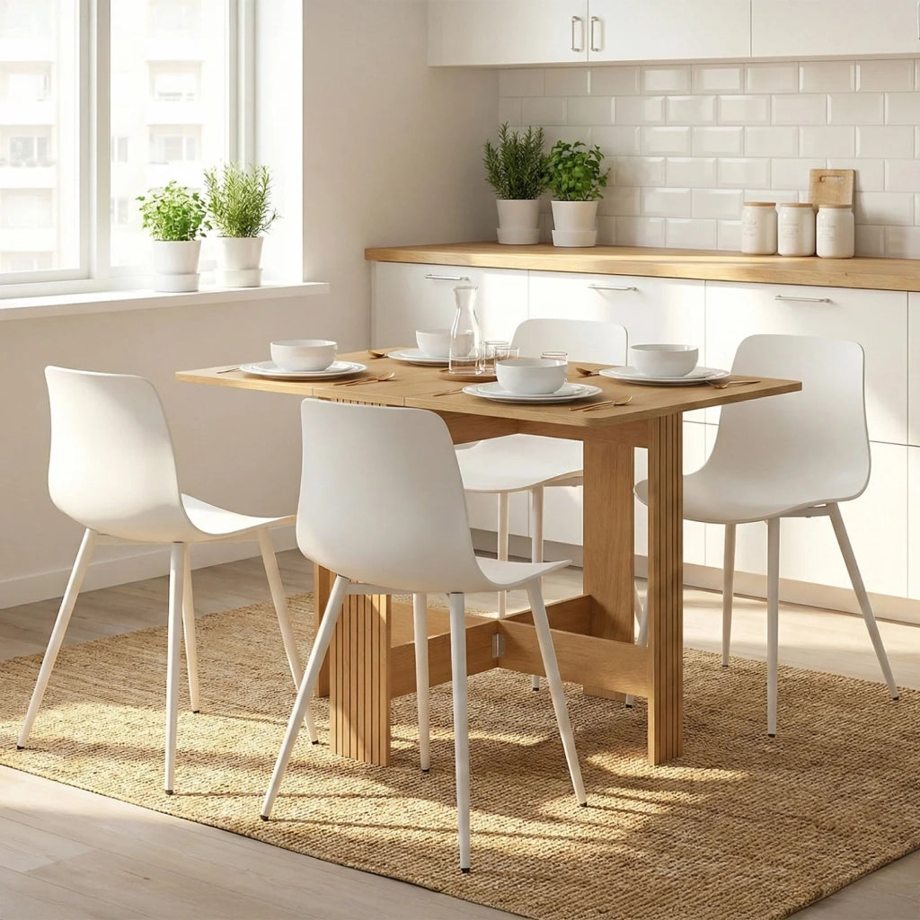 IDMarket - Tavolino pieghevole JULIETTE per 2-4 persone, con doghe in legno color rovere, 103 x 76 cm