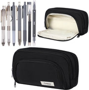 Etui Grande Estetico con 7 pacchi di Pennarelli a Gomma, Organizzatore Multifunzionale di Materiale da Scrivere Estetico (Nero)