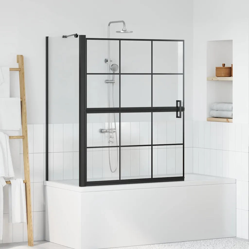 Schermo per Bagno e Doccia Nero e trasparente 100 x 68 x 128 cm CFW7479743
