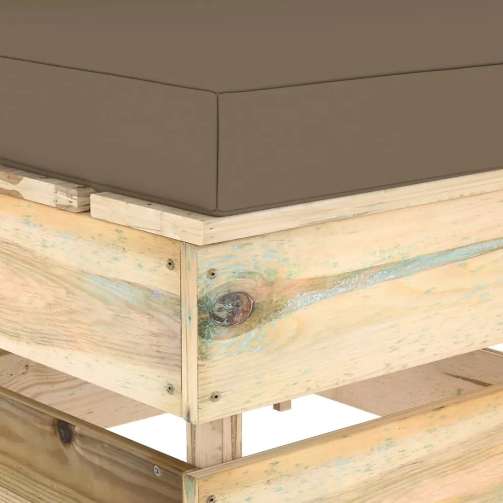 Divano Centrale Modulare con Cuscini in Legno Impregnato Verde cod mxl 68795