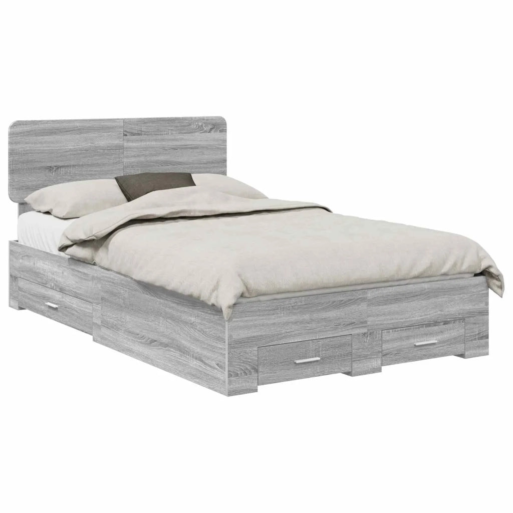 Struttura del letto con testiera Grigio Sonoma 135 x 190 cm 3412387
