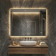 Specchio bagno led 60x80 cm retroilluminato antiappannamento; cornice in alluminio; argento