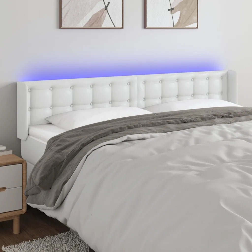 Testiera | Testata a LED Bianca 183x16x78/88 cm in Similpelle