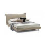 Letto matrimoniale Arcore, Letto fisso con rivestimento e testata in tessuto, Made in Italy, Apertura frontale, adatto per materasso 160x190 cm, Beige