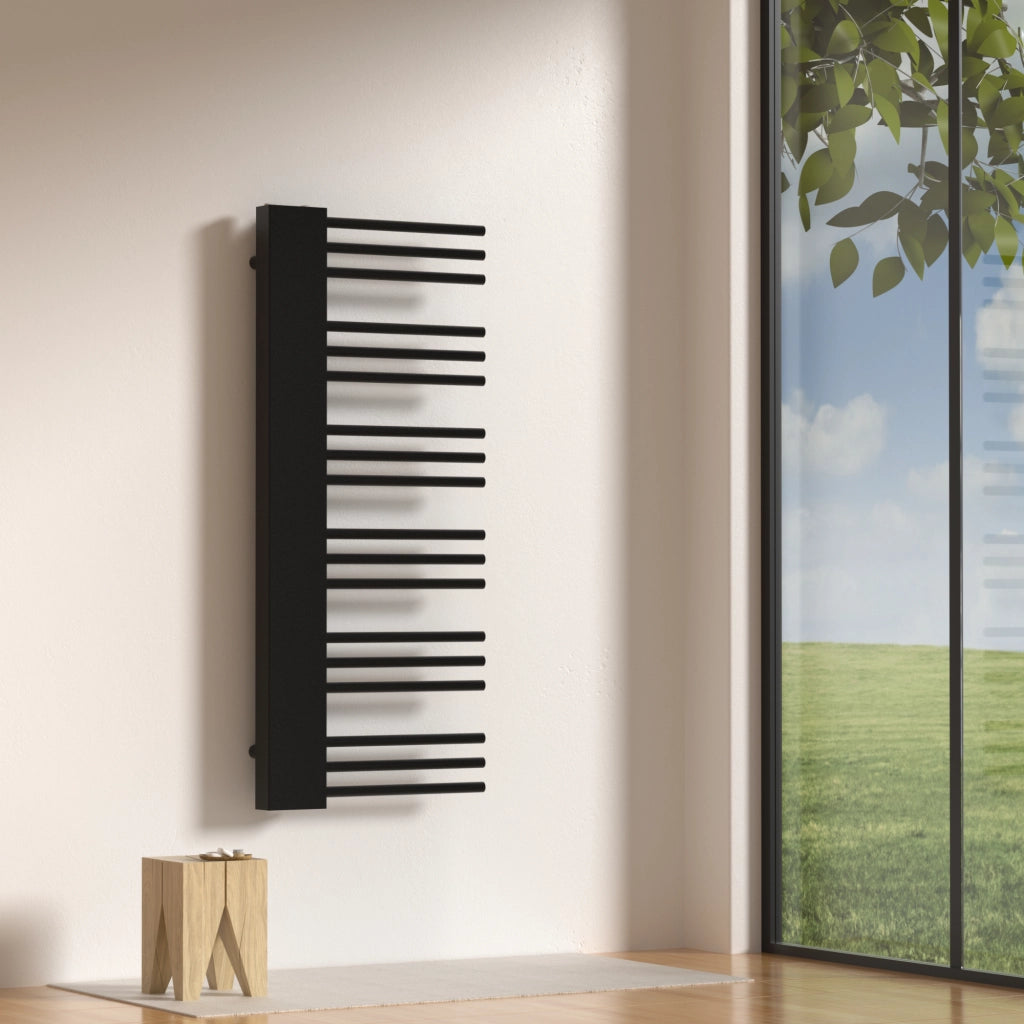 Scalda Asciugamani da Parete Kviteseid ad Acqua Calda 120 x 50 cm Nero [neu.haus]