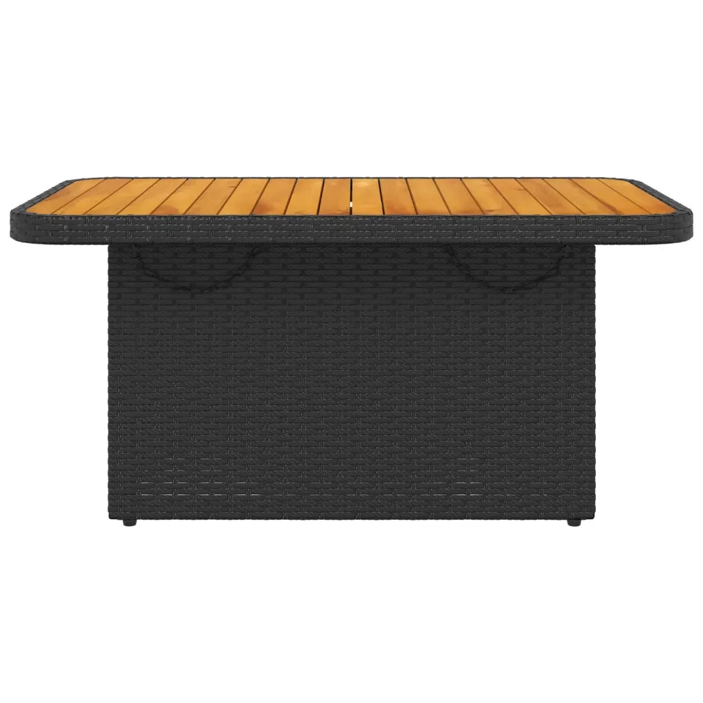 Tavolo da Giardino Nero 90x55x71cm in Polyrattan e Legno Acacia 368275