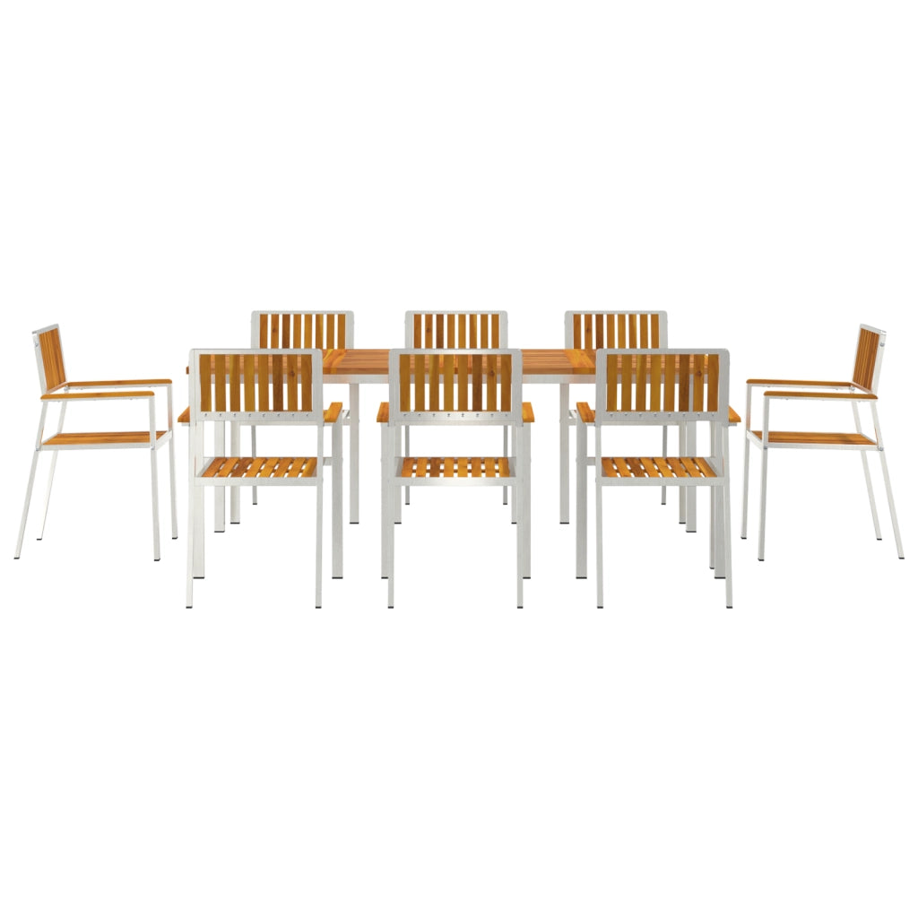Set da pranzo  9 pezzi in legno massello di acacia