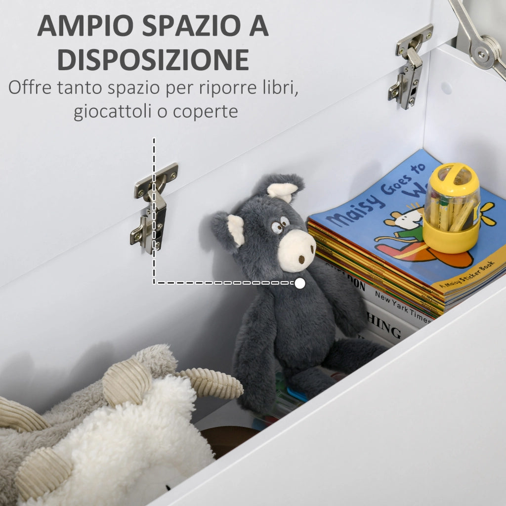 EasyComfort Panca Contenitore Multiuso in Legno Truciolare con Coperchio Apribile, per Camera e Ingresso, 100x40x40cm, Bianco