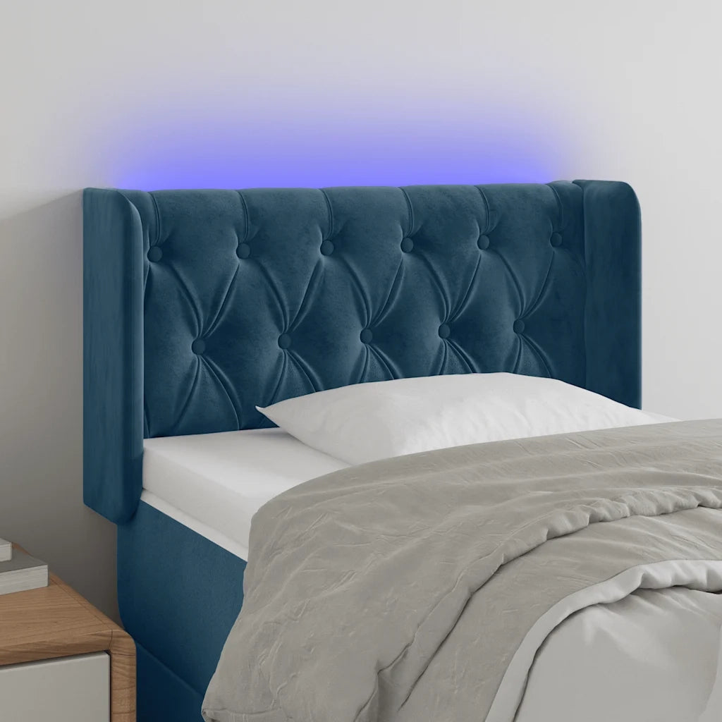 Testiera a LED-Testata con LED Blu Scuro 83x16x78/88 cm in Velluto 409793