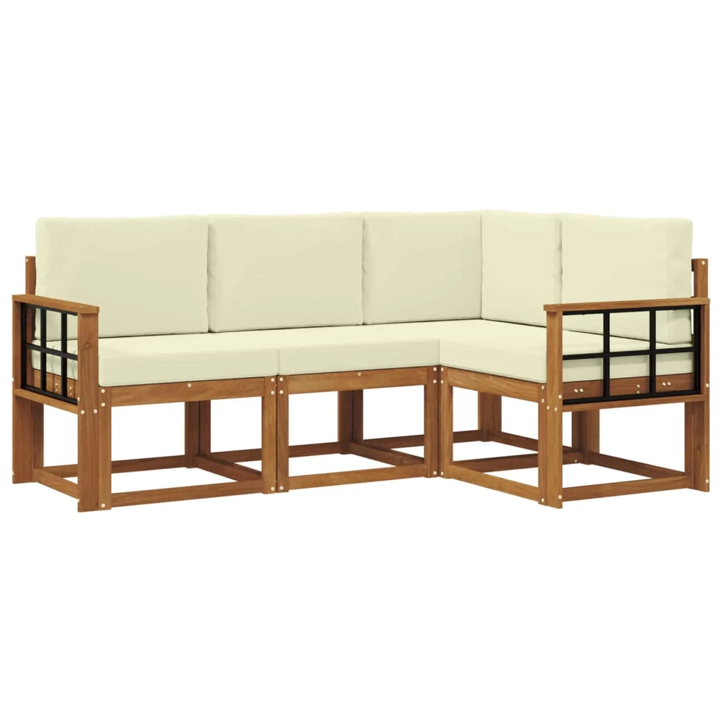 Set di divani da esterno con cuscino 4 pcs Naturale e Crema 3366333