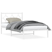 Letto singolo | Letto per adulti | Giroletto con Testiera Metallo Bianco 100x190 cm