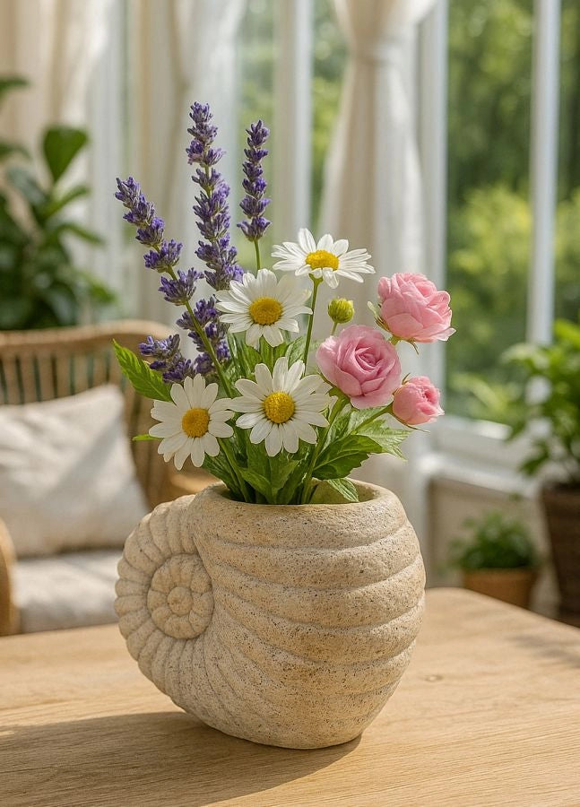 Vaso Shell Sand 33x19x23 cm in Mgo Beige
