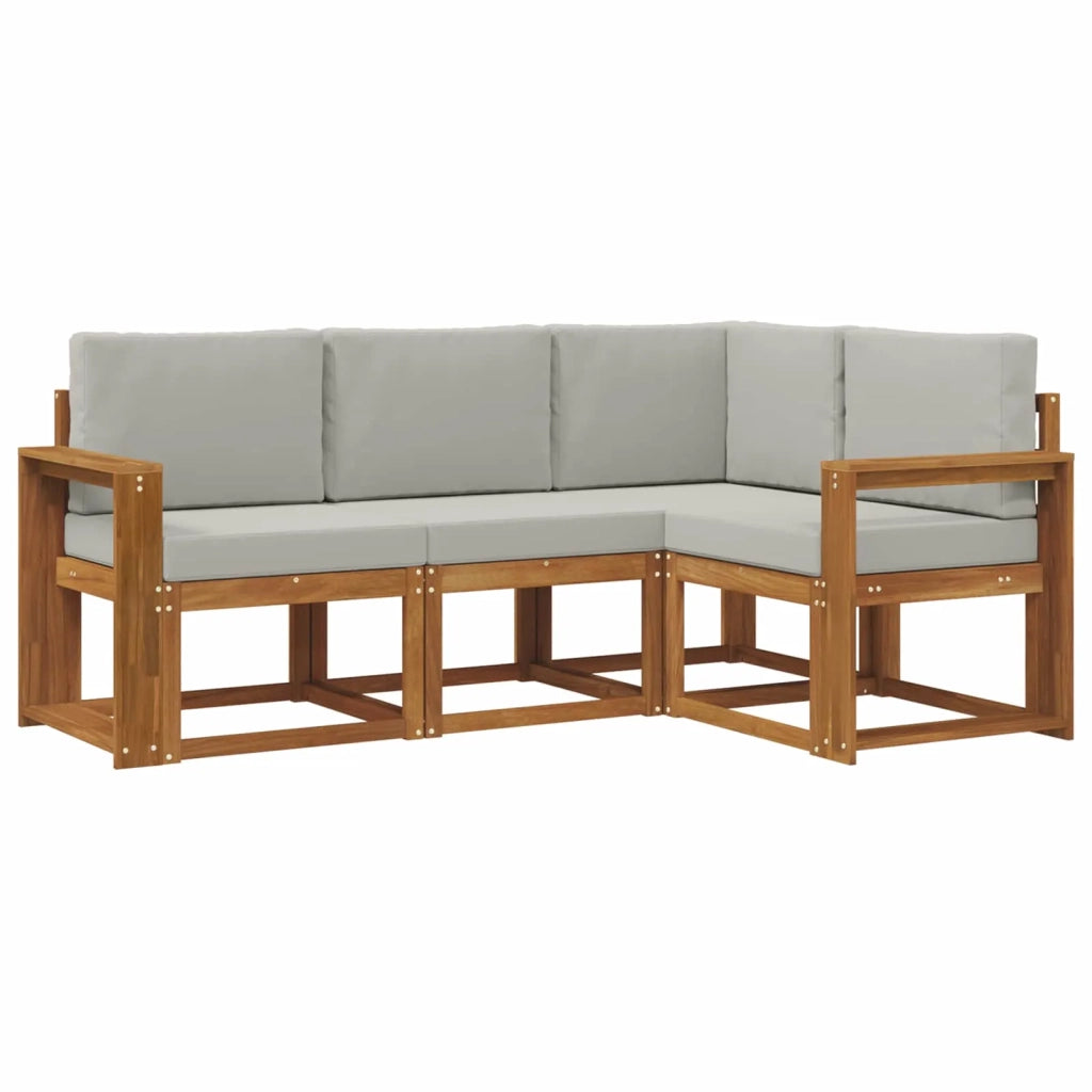 Set di divani da esterno 4 pcs Grigio Naturale e Chiaro