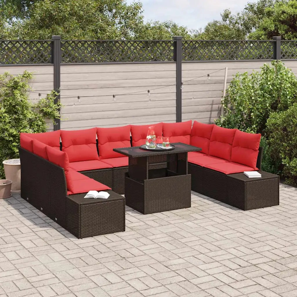 Set Divano da Giardino 10 pz Marrone polyrattan 3357987