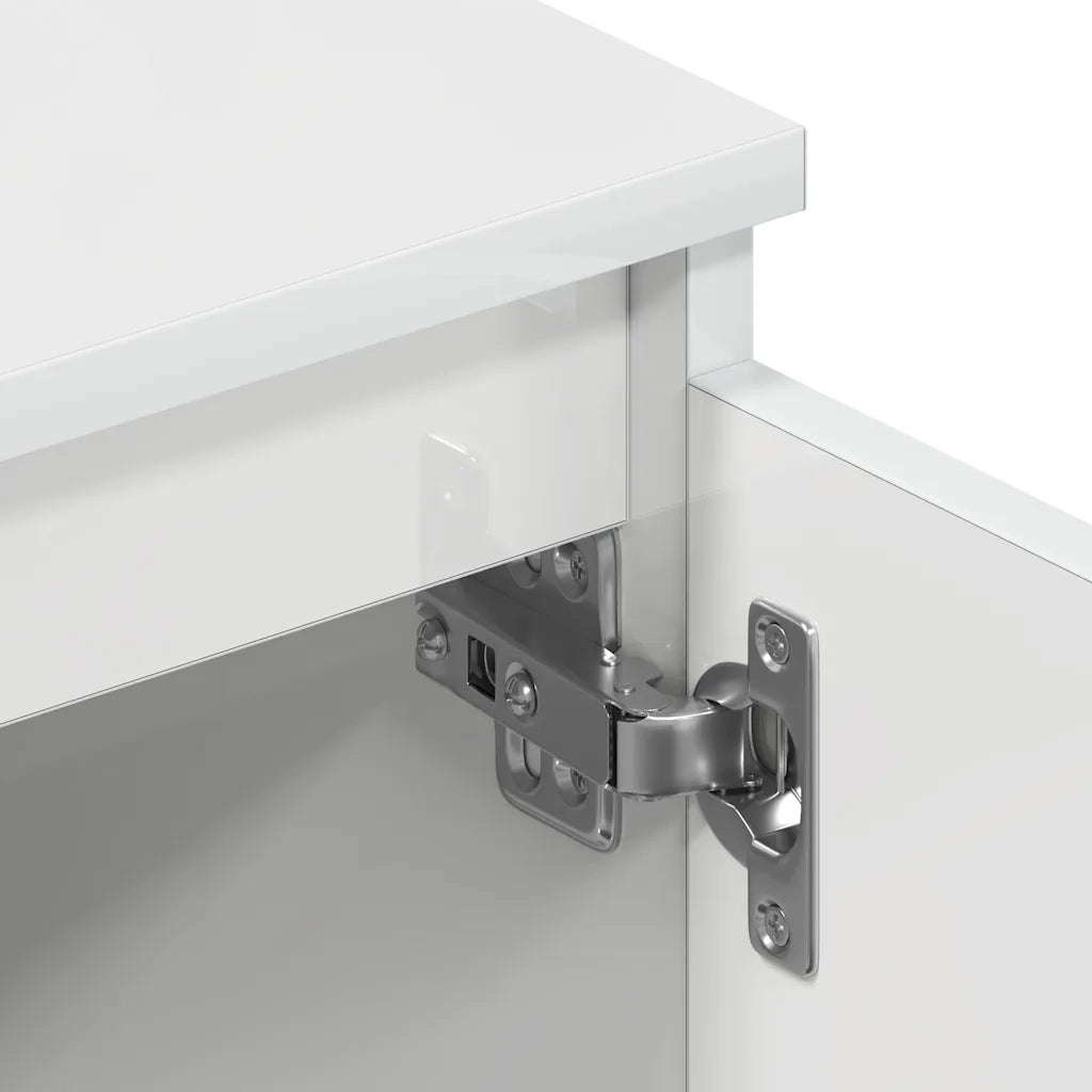 Mobile Porta TV Bianco Lucido 140x40x35,5 cm Legno Multistrato 800654
