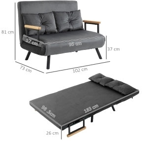 Poltrona letto 102x73x81 cm reclinabile a 5 posizioni in acciaio grigio scuro