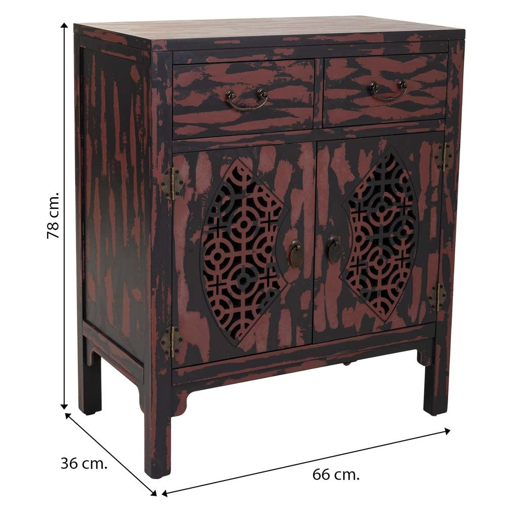 Mobile da ingresso in legno rosso 66x36x78h