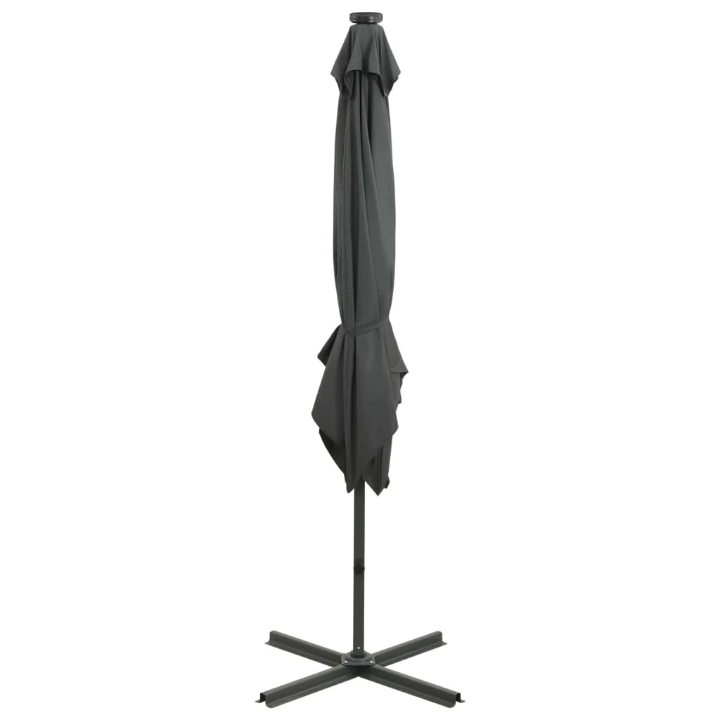 Ombrellone da giardino a sbalzo con palo e luci LED 250 cm antracite 02_0008514
