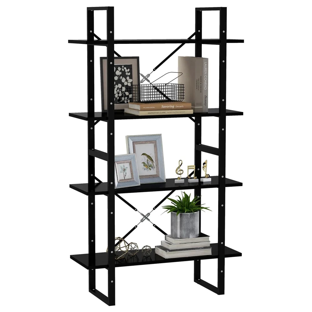 Libreria a 4 Ripiani Nera 80x30x140 cm in Legno Multistrato 806458