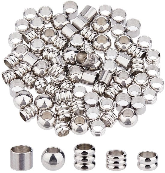 Accessori da gioielleria in metallo - 80 pezzi - grande foro - 5 stili - creazione di gioielli DIY