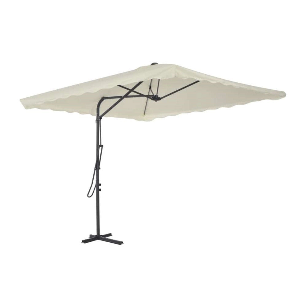 Trade Shop - Ombrellone Quadrato Da Esterno Giardino Palo Decentrato Con Base Beige 2.5 X 2.5mt 425004 -