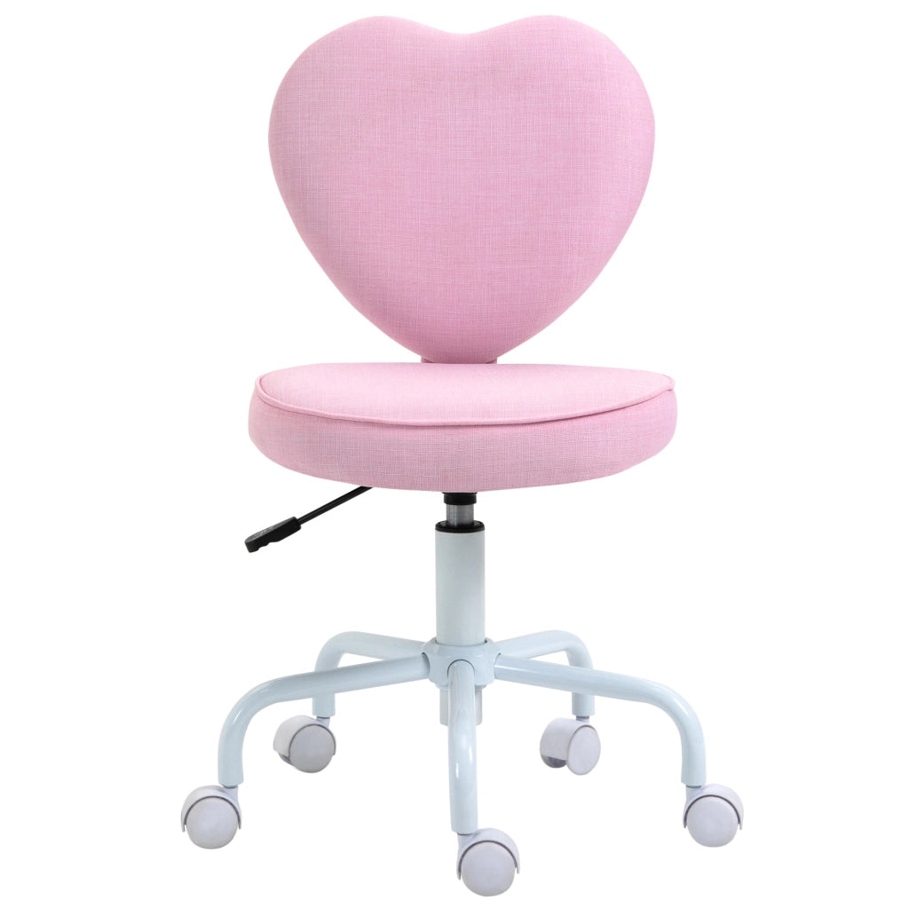 Sedia da ufficio con design a cuore ¨C zephmum ¨C rosa, tessuto, 42x50x79-89 cm