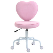 Sedia da ufficio con design a cuore ¨C zephmum ¨C rosa, tessuto, 42x50x79-89 cm