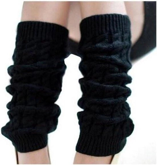 Pantaloni termici per gambe con cuffia - calza lunga - copri stivaletto - supporto per gambe in lana - per donne - nero - regalo di Natale - accessori per gambe calde