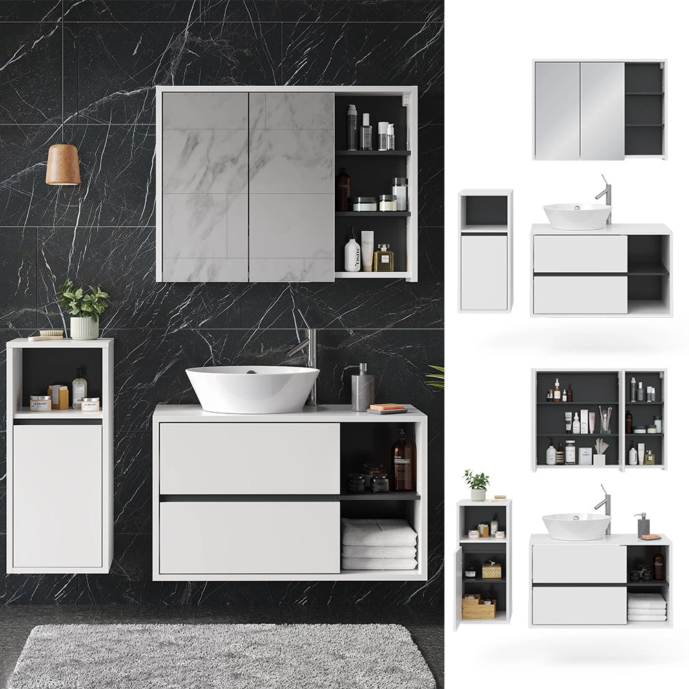 Vicco Set mobili bagno Bianco 3 parti
