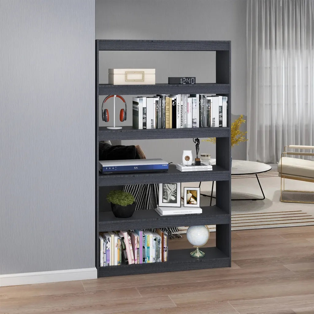Libreria Divisorio-Scaffale per Libri-Mobile di Stoccaggio Grigio 100x30x167,5 cm in Massello di Pino