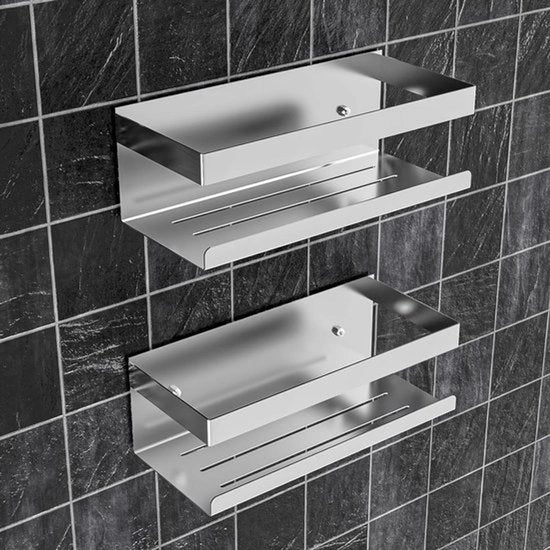 Rek per doccia in acciaio inossidabile senza fori - Appoggio per bagno e cucina - colore argento