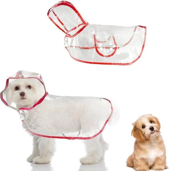 Poncho Acquaparato con Cappuccio per Cani e Gatti - Rosso (M)