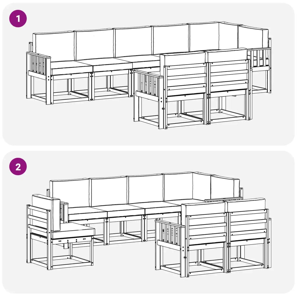 Set di divani da esterno 8 pz Bianco e Antracite Poliestere 3387801
