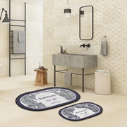Set di tappeti da bagno con disegno foglia, fondo antiscivolo morbido, assorbente acqua, set di 2 tappeti da bagno (superficie terrestre, 60 x 100 cm - 50 x 60 cm)